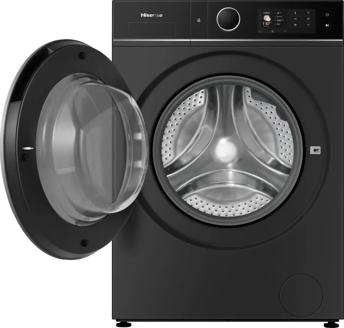 Hisense WD5I1245BBRH 12kg washer dryer, angled view