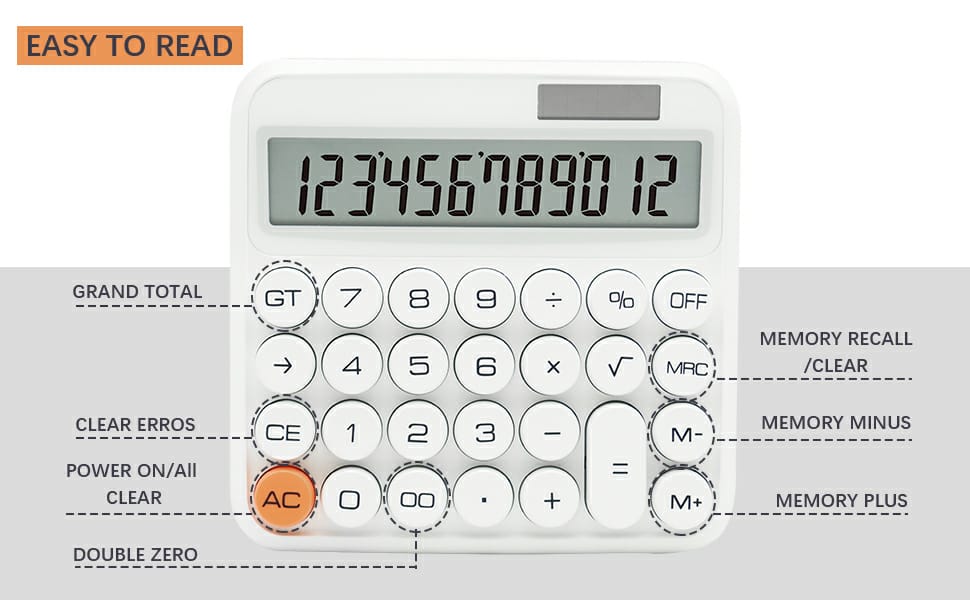 12 Digit Solar Energy Calculator with – Stylish Work Desktop Calculator for Home, school, Office, desktop