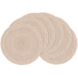 38cm Round Placemats Set of 6 Cotton Woven Heat Resistant Washable Table Mat for Kitchen Dining Room