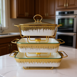 Ceramic Food Warmer Serving Bowl with Lid – Heat Retaining Hot Food Warmer Dish for Stew Rice Vegetables Oven Microwave Safe Ceramic Serving Bowl Set