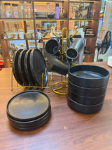 16-Piece Black Ceramic Dinner Set | Elegant Stoneware Plates, Bowls & Cups | Homelux Kenya