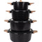 MGC Crocodile 8 piece ceramic casserole set in black, stacked
