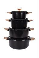 MGC Crocodile 8 piece ceramic casserole set in black, stacked