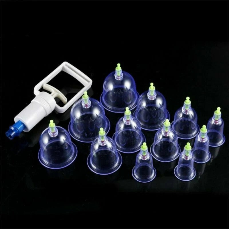 18pcs Suction Vacuum Cupping Set with 1 Manual Pump, Ideal for Back and Joint relief,Vacuum cupping body massager, Home Use Cupping cans for massage,  Therapy cupping Kit, Joint Relief cupping massage set