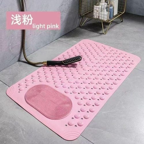 Bathroom Anti-Slip Mat with Lazy Scrubber. Non-Slip Rubber Bath Mat