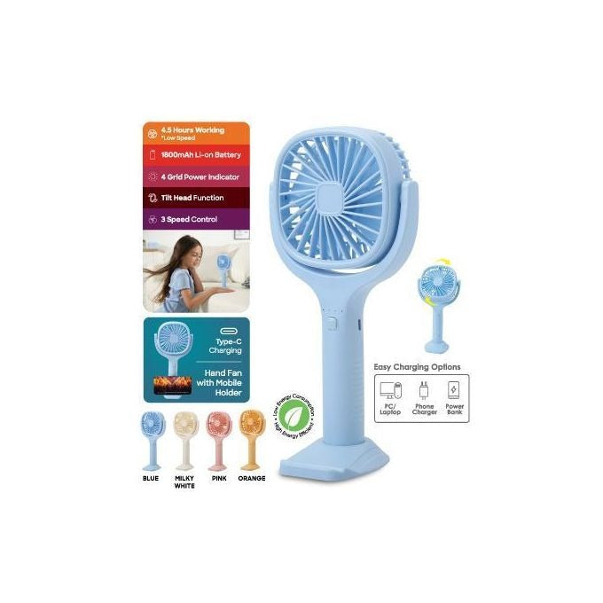 Sanford Rechargeable USB Hand Fan  3 Speed Control, 4.5 Hours Long Run Time – Portable Folding Fan for Home, Office, Outdoor, Events