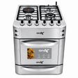 Gnix G600 S02 Standing Gas Cooker 60x60cm Silver Kenya | 3 Gas Burners, Wok Burner, Electric Hotplate, Electric Oven with Rotisserie