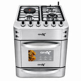 Gnix G600 S02 Standing Gas Cooker 60x60cm Silver Kenya | 3 Gas Burners, Wok Burner, Electric Hotplate, Electric Oven with Rotisserie