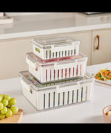 3pc Fridge Storage Containers with Drain Basket – Airtight Stackable Produce Keeper Set 800ml, 2.2L & 4.3L Kenya