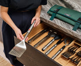 The GrillOut carry case closed with its double buckle and easy-carry handle.