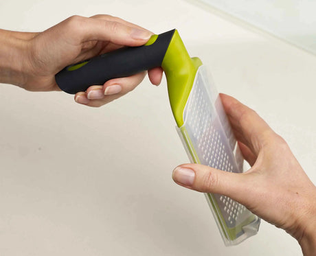 Close-up of the fine blade surface on the reverse side of the grater.