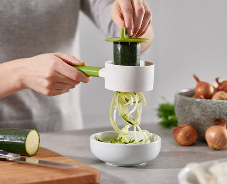 The spiralizer cone and stainless steel blade seen from the opening.