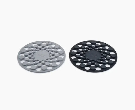 Joseph Joseph Spot-On grey silicone trivets, both pieces shown together.