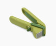 Joseph Joseph CleanForce green garlic press shown closed.