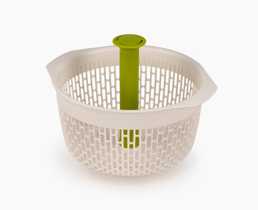 Joseph Joseph Spindola in-sink salad spinning colander in green and white, sold in Kenya by Homelux Kenya