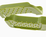 Close-up of the stainless-steel blade assembly.