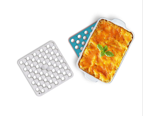 Joseph Joseph Duo silicone trivets set of two in opal and stone raised dot surface close-up, Homelux Kenya