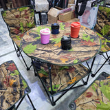A SET OF FOUR CHAIRS AND A TABLE