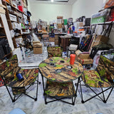 A SET OF FOUR CHAIRS AND A TABLE