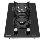 Bolesi H29-203B Built-in Gas Hob 2 Burner Tempered Glass Kenya | 30cm Domino, Battery Pulse Ignition, Enamel Pan Supports, LPG
