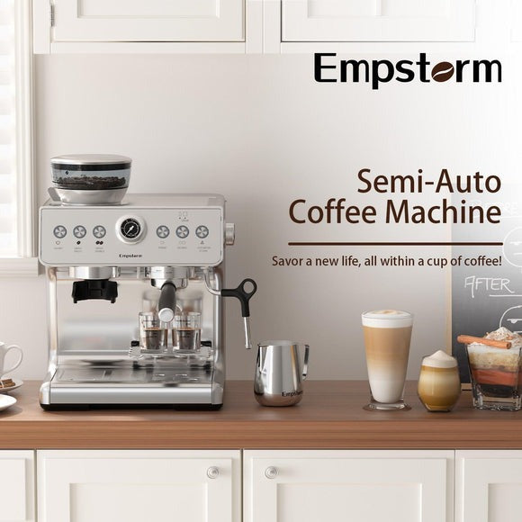 Empstorm® EM-21M Espresso Coffee Machine with Grinder | 20 Bar Semi-Automatic
