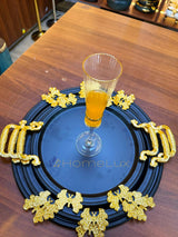 3 Pcs Round Decorative Trays with Gold Rim Serving Trays for Snacks Fruits and Tea