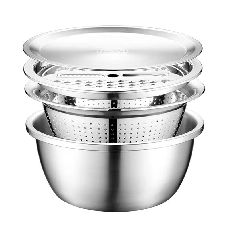 26cm 4PCS  Set 304 colander Stainless Steel Bowl with Lid