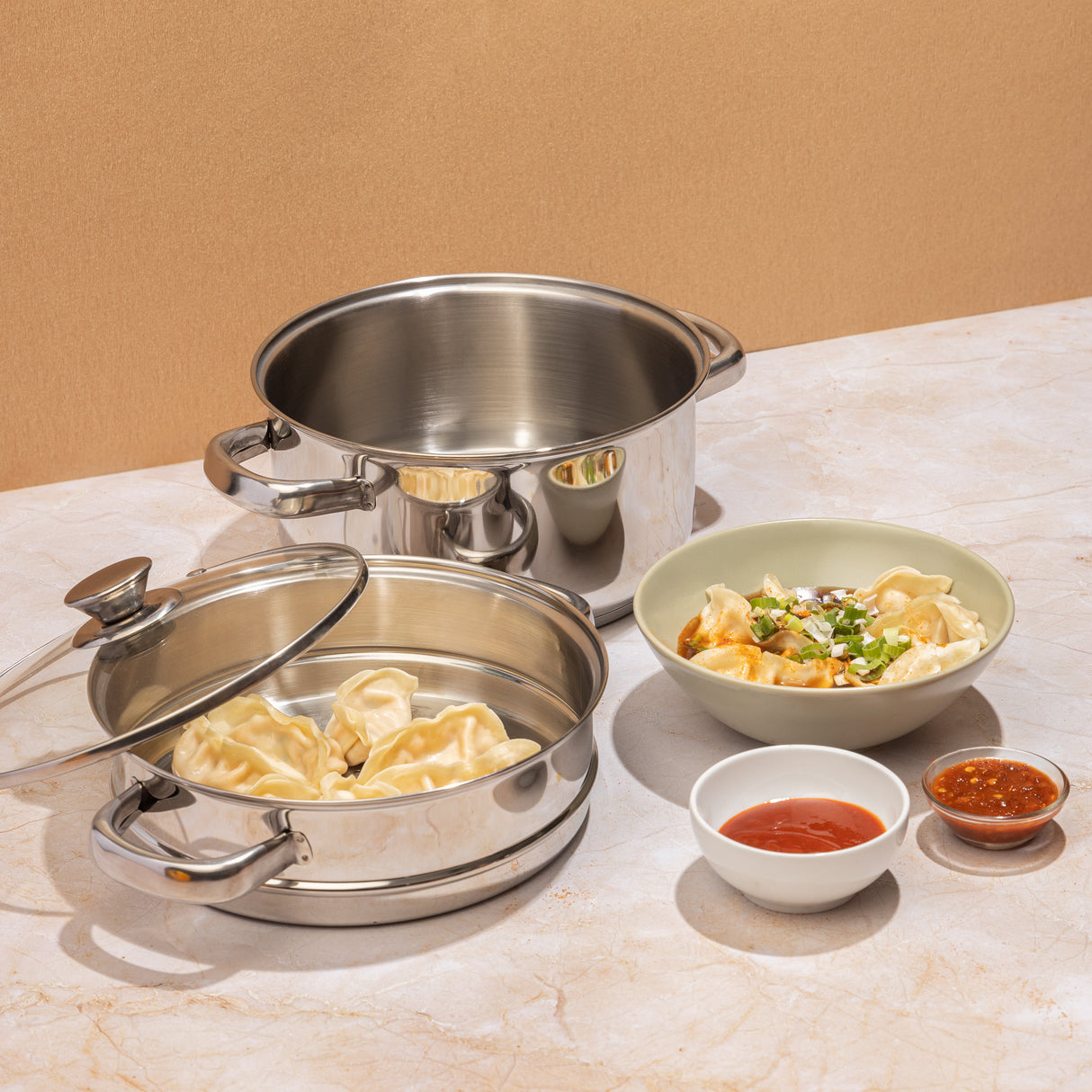 Vinod Stainless Steel 2 Tier Steamer with Glass Lid 18cm - Homelux Kenya