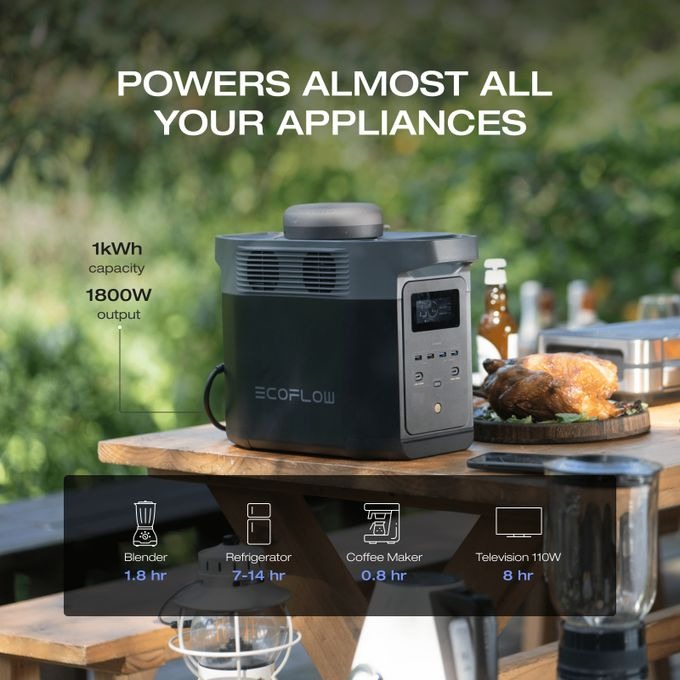 EcoFlow DELTA 2 Portable Power Station – 1024Wh LiFePO4 Battery, 1800W AC Output, Expandable Solar Generator for Home Backup