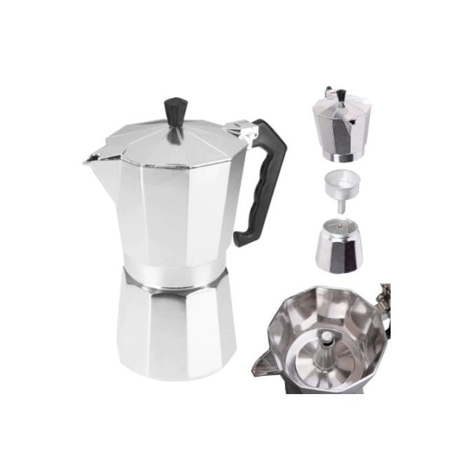 600ml Aluminum Coffee Moka Pot Stovetop Espresso Maker for Rich Kenyan Coffee (6-Cup)