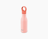 Joseph Joseph Loop vacuum-insulated water bottle in coral, standing upright with the cap on.