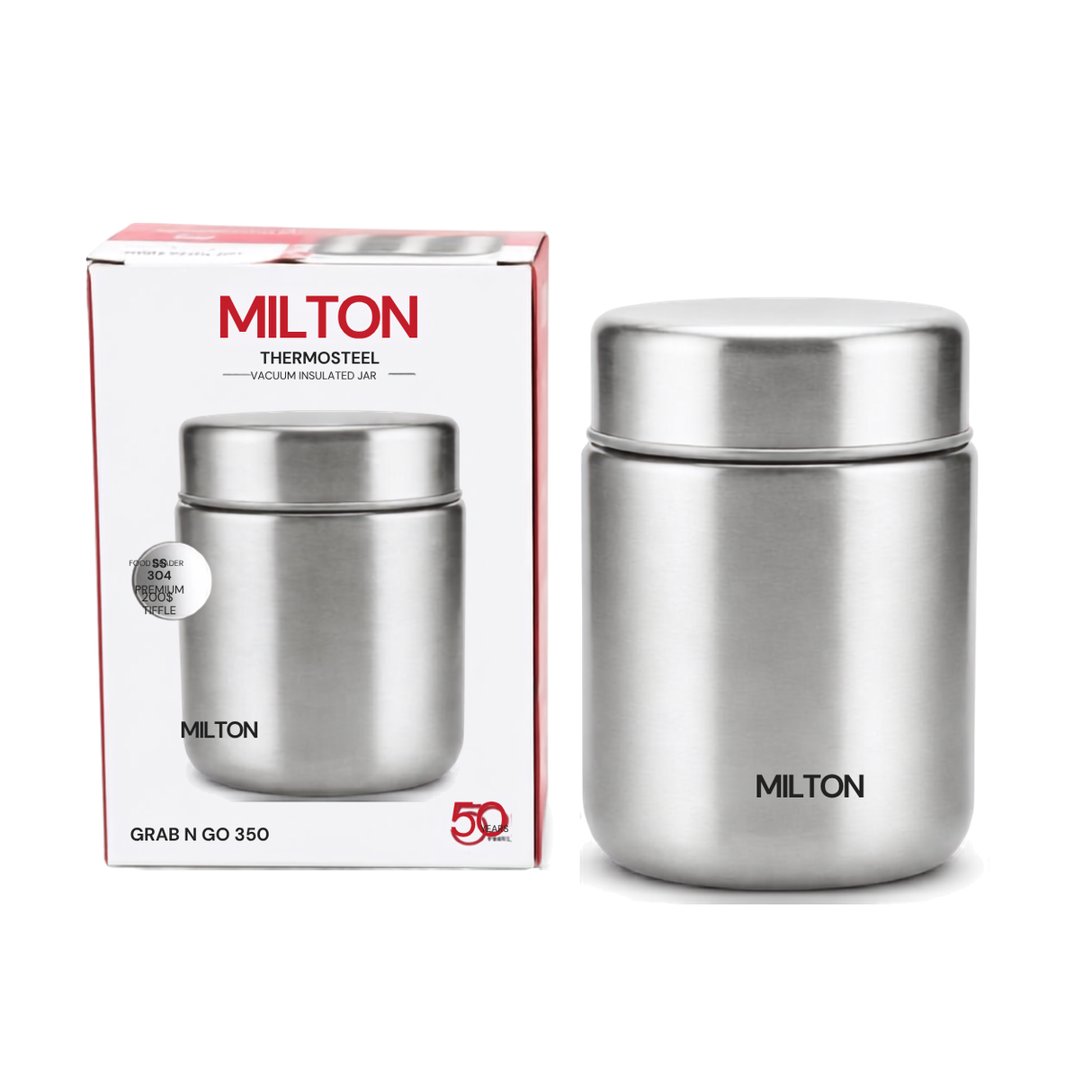Milton Grab N Go 350ml stainless steel food flask with box