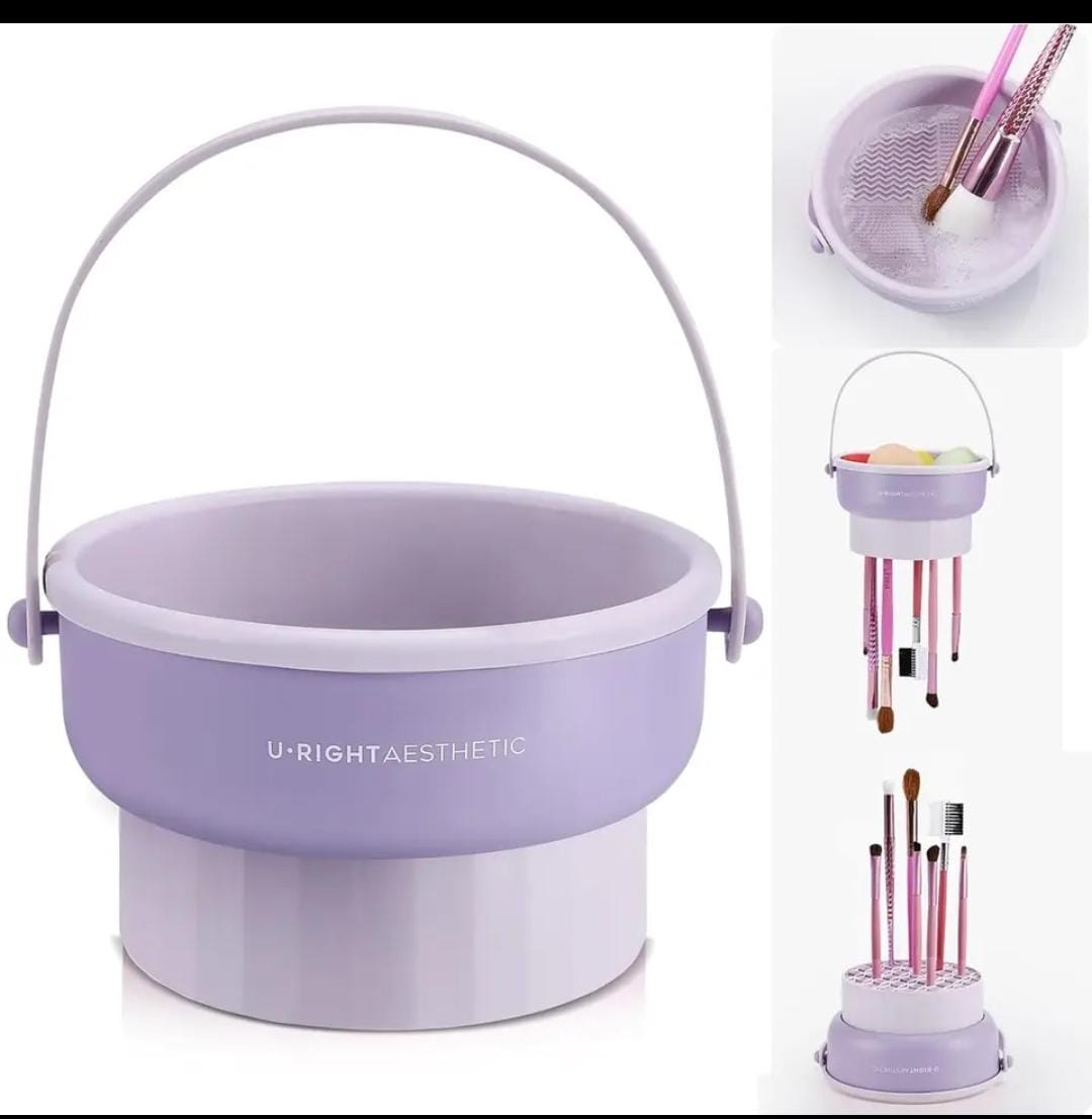 2 in 1 Silicone Makeup Brush Cleaning Bowl with Dryer on the other side