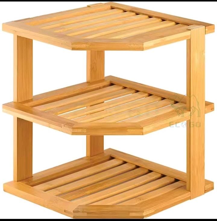 3-in-1 Bamboo Kitchen Corner Rack & Counter Organiser – Water Resistant