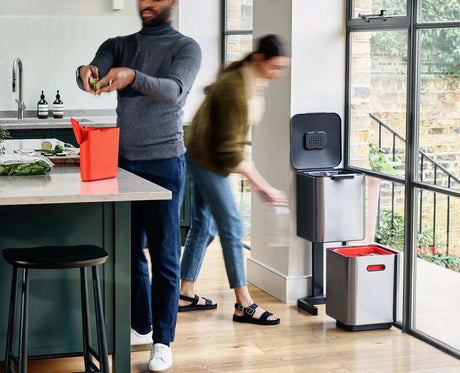 The 3 litre food waste caddy removed from the stainless steel Totem Compact