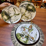Ceramic Dinner Plates Set (6pcs)  Flower Design Round Plates