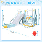 4-in-1 Toddler Playground Set Swing, Slide, Climber, and Basketball Hoop  Backyard and Indoor Playset for Boys and Girls,Easy to Assemble Blue Play Equipment for Kids