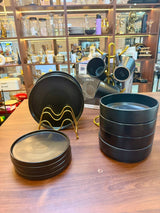 16-Piece Black Ceramic Dinner Set | Elegant Stoneware Plates, Bowls & Cups | Homelux Kenya