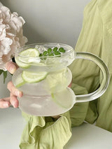 Borosilicate Heat Resistant Mug glass 430ml transparent cup with handle,