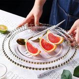 Clear Gold 13" Round Glass Charger Plates Scalloped Rim Party Events Tableware