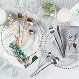 Clear Gold 13" Round Glass Charger Plates Scalloped Rim Party Events Tableware