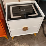 Smart Bedroom Nightstand with USB Charging Station Storage Drawer and Open Shelf