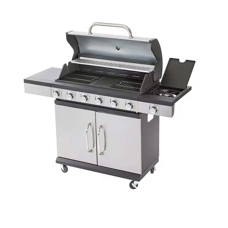 6+1 Burner Gas BBQ Grill Stainless Steel Outdoor Barbeque Barbecue Side Burner Large Cabinet
