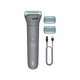 Philips 3000 Series Body Trimmer - Bidirectional Trimmer, Click-On 3mm Comb, 100% Showerproof, 40 Min Cordless Use