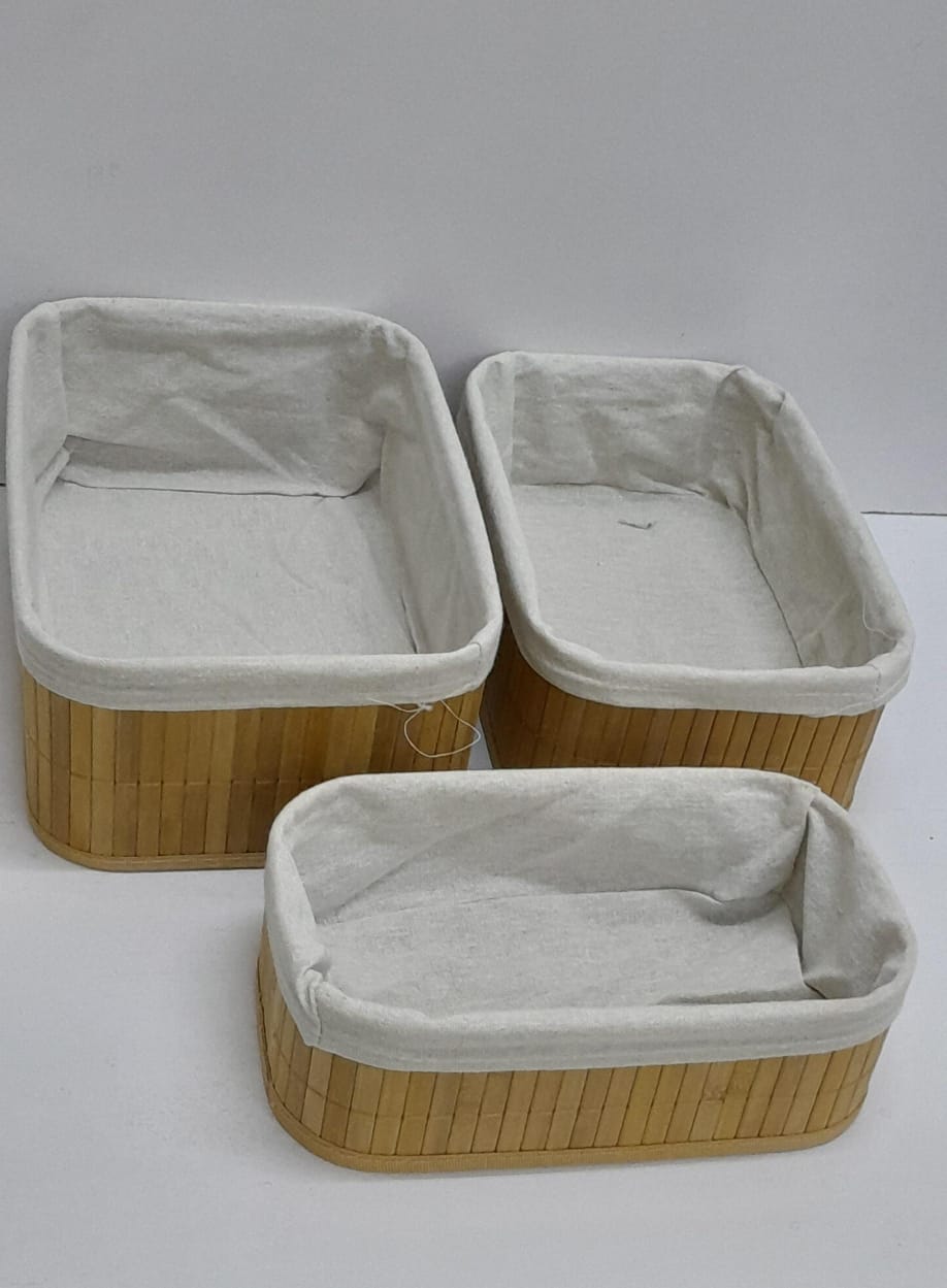3 in 1 hand wooven wooden storage baskets