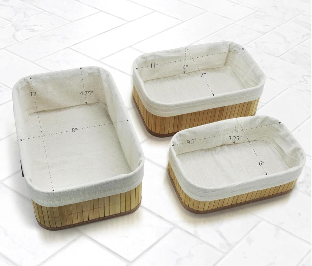 3 in 1 hand wooven wooden storage baskets