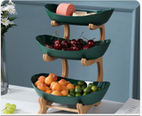 Ceramic Serving Bowl with wooden Stand