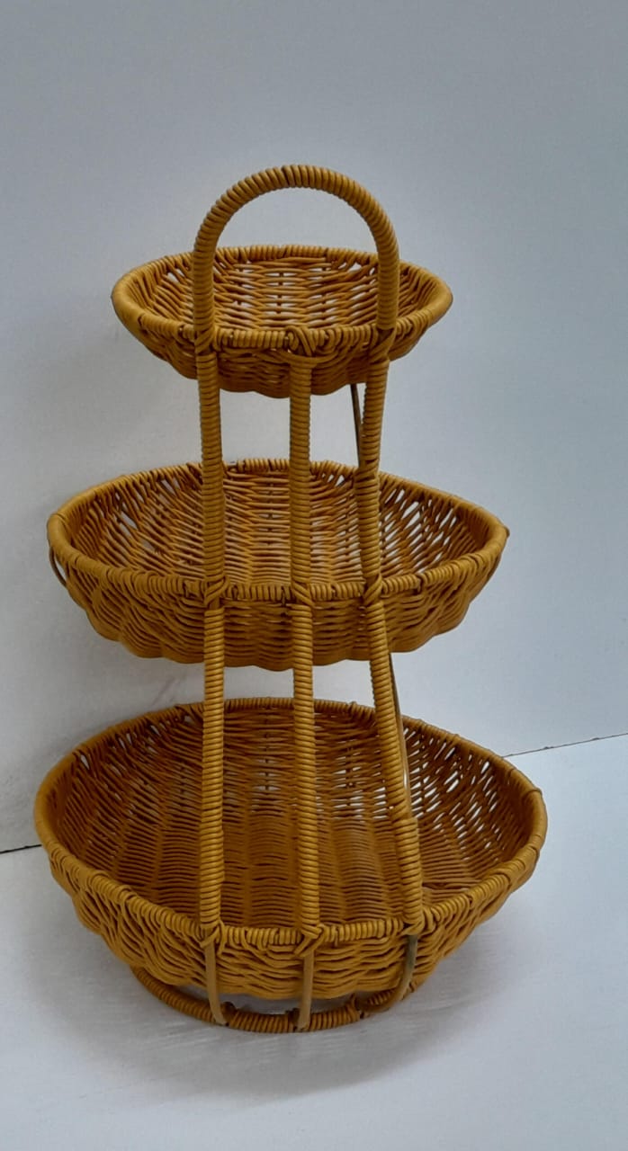 3-Tier Handmade Rattan Fruit Basket – Unique Natural Woven Fruit Rack for Kitchen, Dining Table & Countertop – Eco-Friendly Storage for Fruits, Vegetables, Snacks | Buy in Kenya