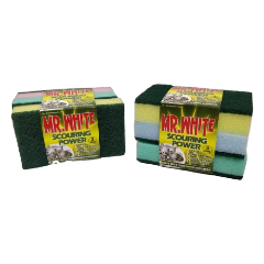 3pcs MR.WHITE SCOURING POWER Heavy Duty Foam Sponge Scorers
