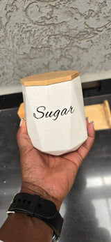 3pcs Ceramic Canisters Set  with Bamboo Stand